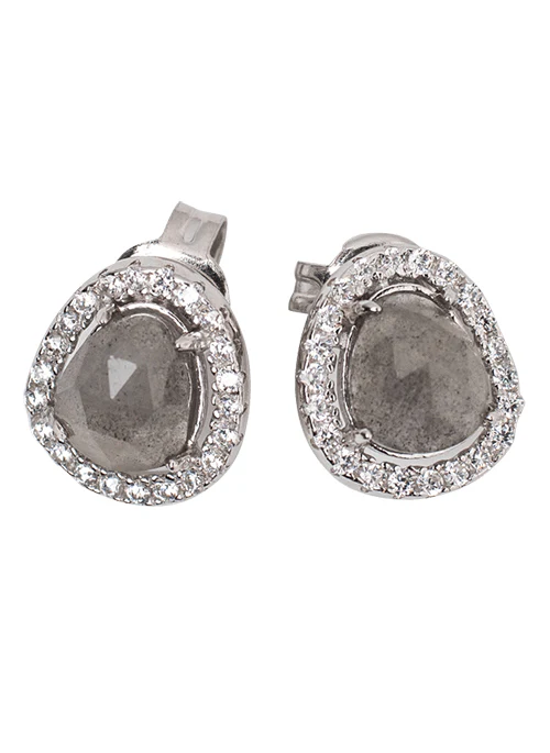 Baby Labradorite Studs in Silver - Lositime