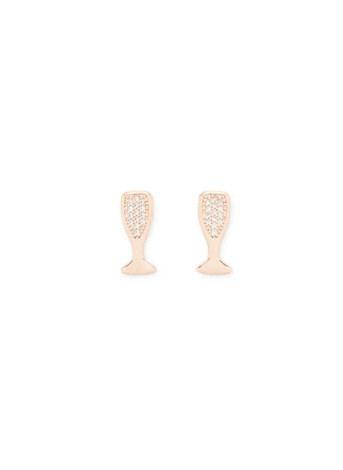 Champagne Stud Earrings Rose Gold - Lositime