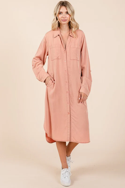 Mittoshop Button Down Long Sleeve Shirt Dress - Lositime
