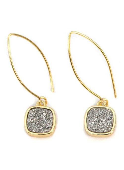 Mia Druzy Square Gold Earrings - Lositime