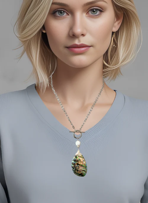 2 way Kelly Abalone & Mother of Pearl Reversible Necklace - Lositime