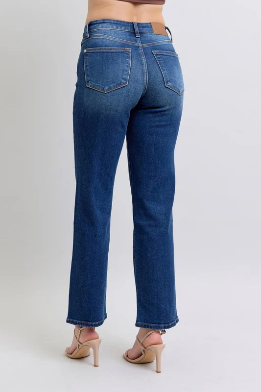 Judy Blue Full Size Side Seam Detail Straight Jeans with Pockets - Lositime