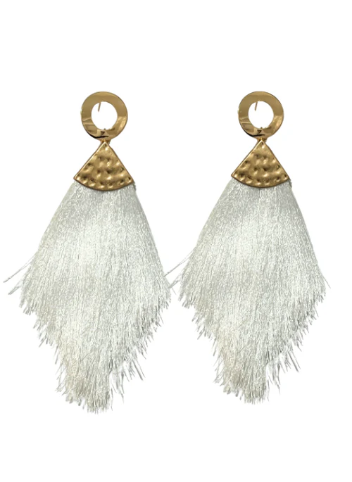Kensie Fringe Earrings White - Lositime