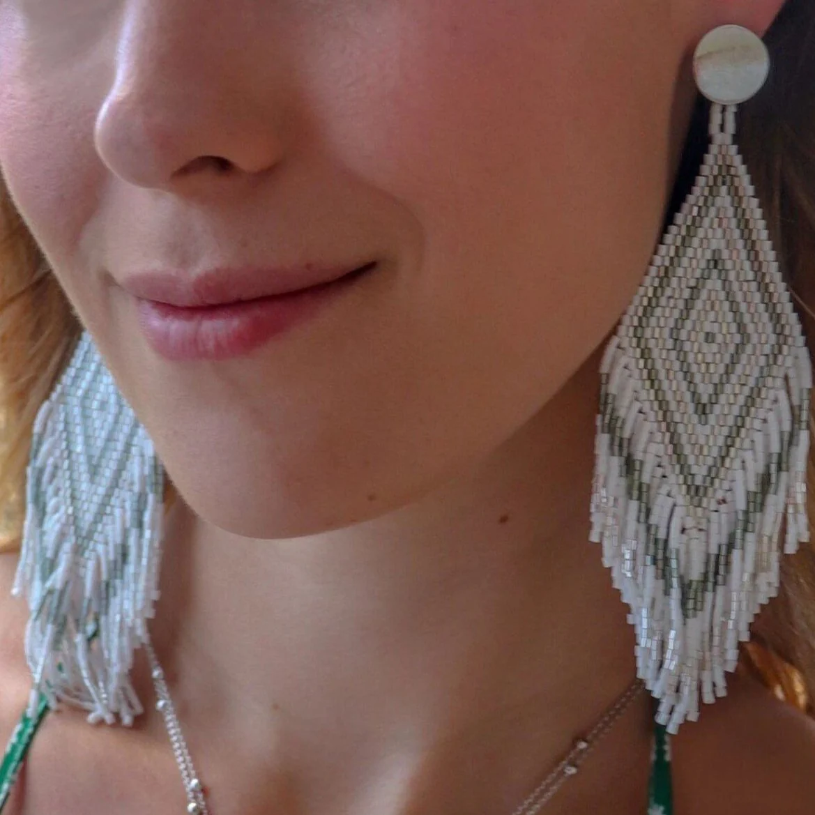 Anitha Beaded Earrings in Silver - Lositime