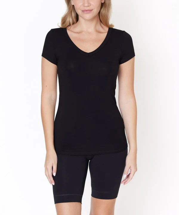 BAMBOO V NECK FITTED TOP - Lositime