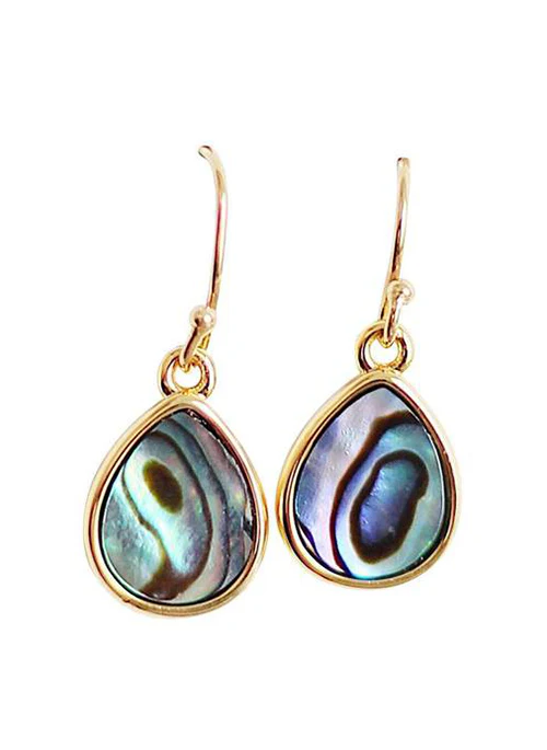 Abalone Teardrop Earrings in Gold - Lositime