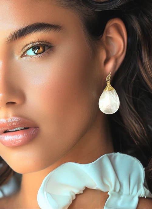 Andrea Large Teardrop Mother of Pearl Earrings - Lositime