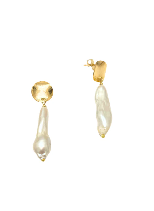 Jeanna Baroque Pearl Earrings Gold - Lositime