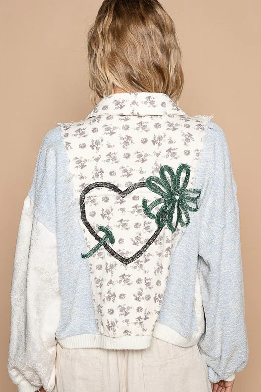 POL Printed Drop Shoulder Button Up Jacket - Lositime