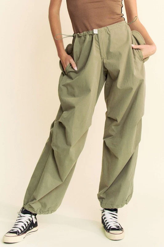 Davi & Dani Drawstring Baggy Pants with Pockets - Lositime
