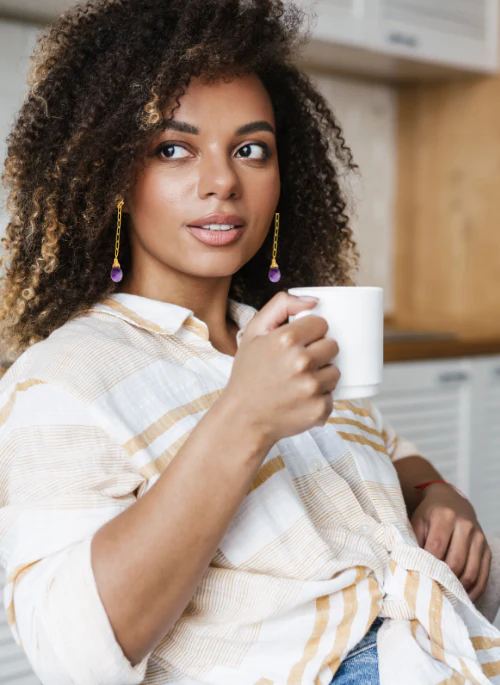 Olivia Amethyst paperclip Earrings - Lositime