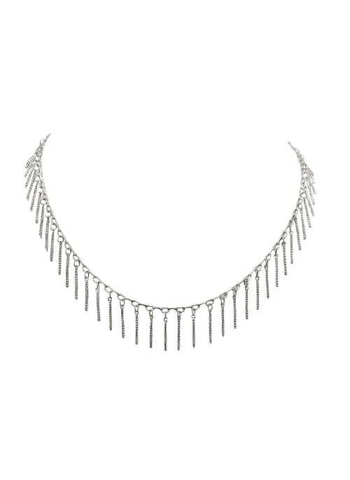 Shea Fringe Necklace Silver - Lositime