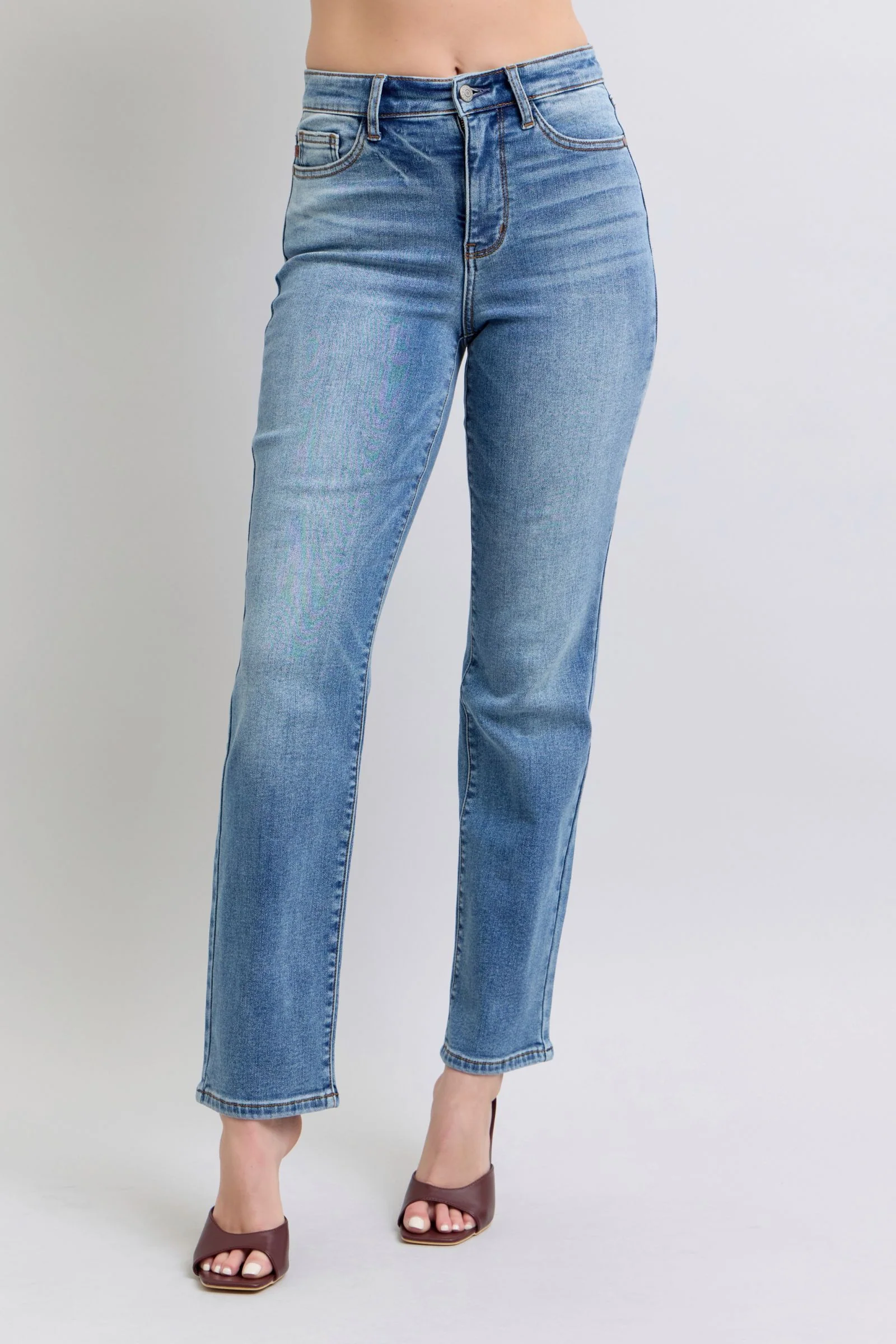 Judy Blue Full Size Run Vintage Wash Thermal Straight Jeans - Lositime
